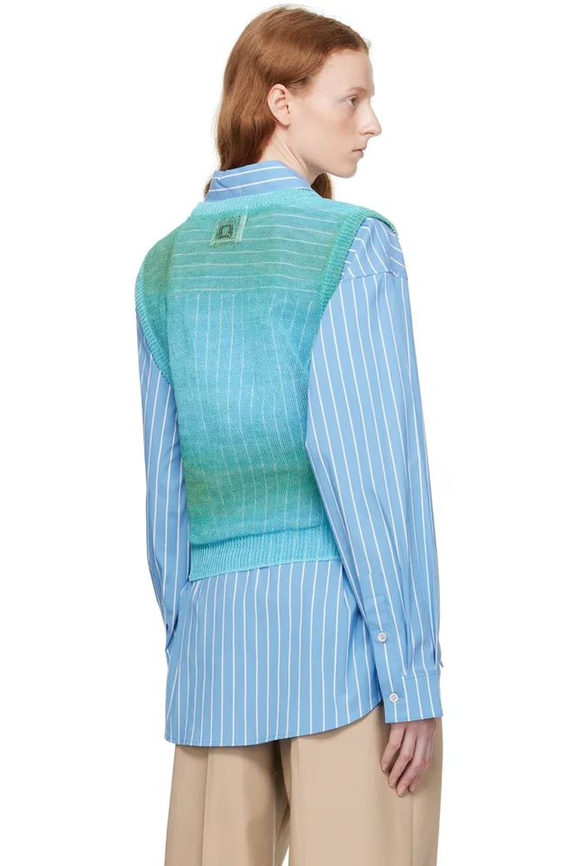 WOOYOUNGMI Blue Gradient Stripe Vest, photo 3 of 4 from SSENSE