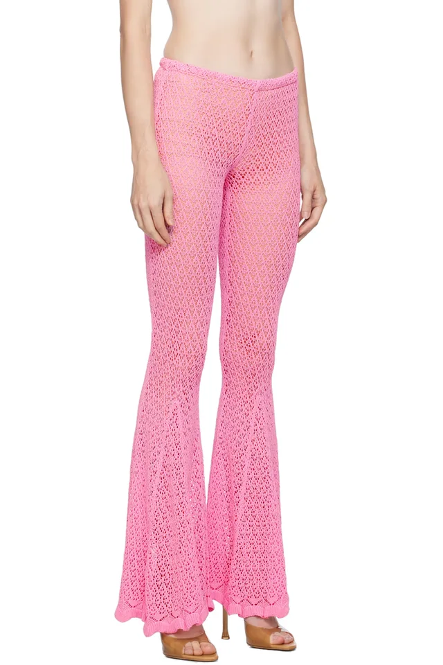 Blumarine Pink Flared Trousers, photo 2 of 4 from SSENSE