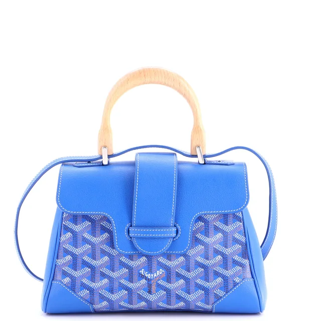 Goyard Saigon Top Handle Bag Coated Canvas with Leather Mini in blue Coated canvas from Rebag