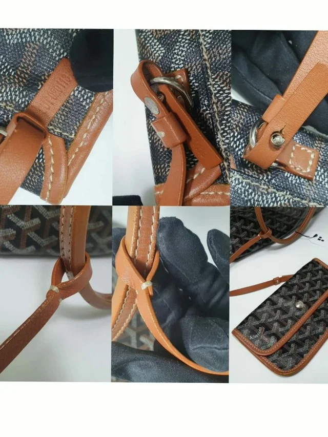 Goyard St Louis Gm Tote Black Tan Chevron Canvas Large Designer Bag in black|brown|neutral Canvas from Poshmark, photo 9 of 11