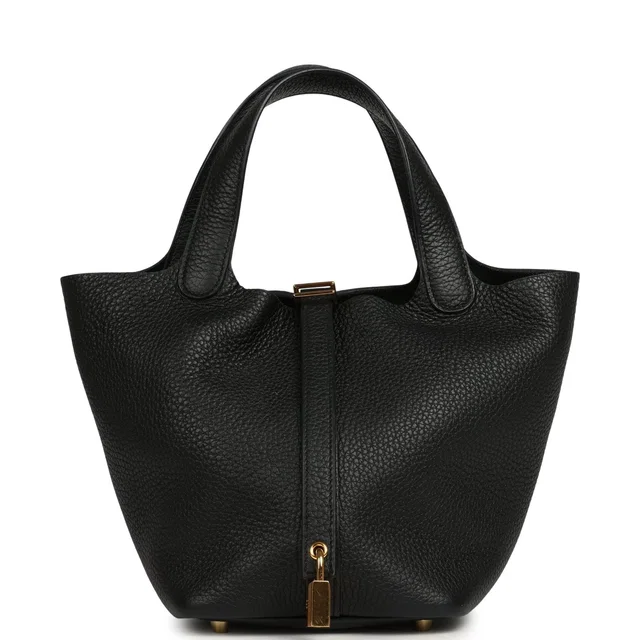 Hermès Picotin Lock 18 Black Clemence Gold Hardware in Black Clemence leather from Madison Avenue Couture