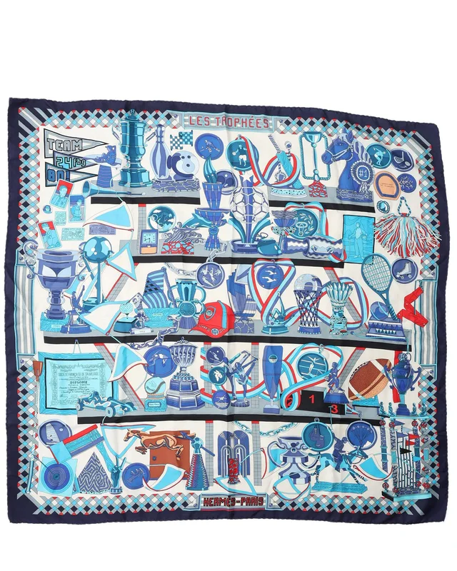 Hermès Carré 90 Les Trophees Silk Scarf in Silk from A Retro Tale, photo 2 of 2