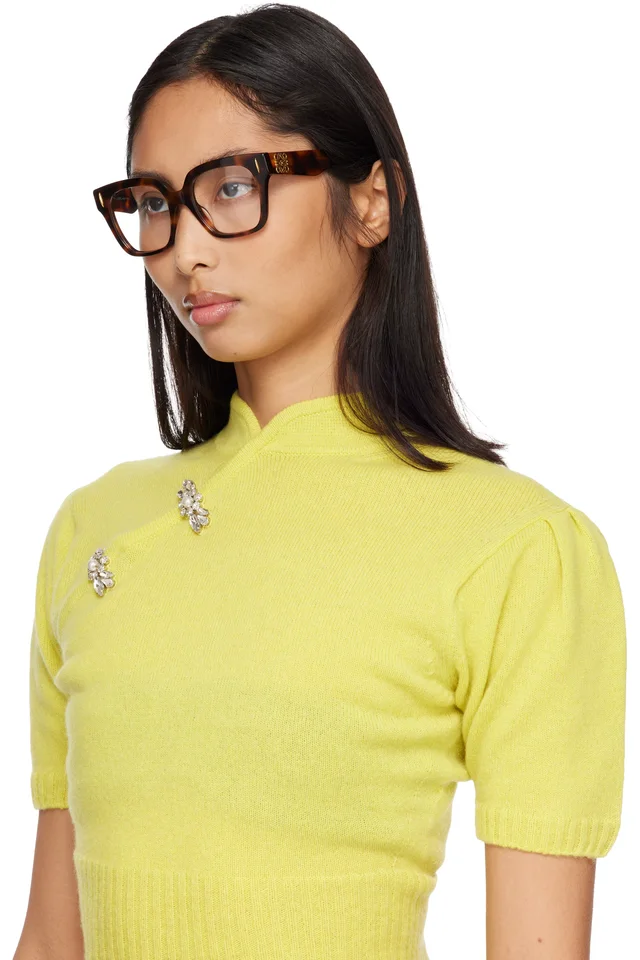 LOEWE Brown Anagram Glasses, photo 4 of 4 from SSENSE