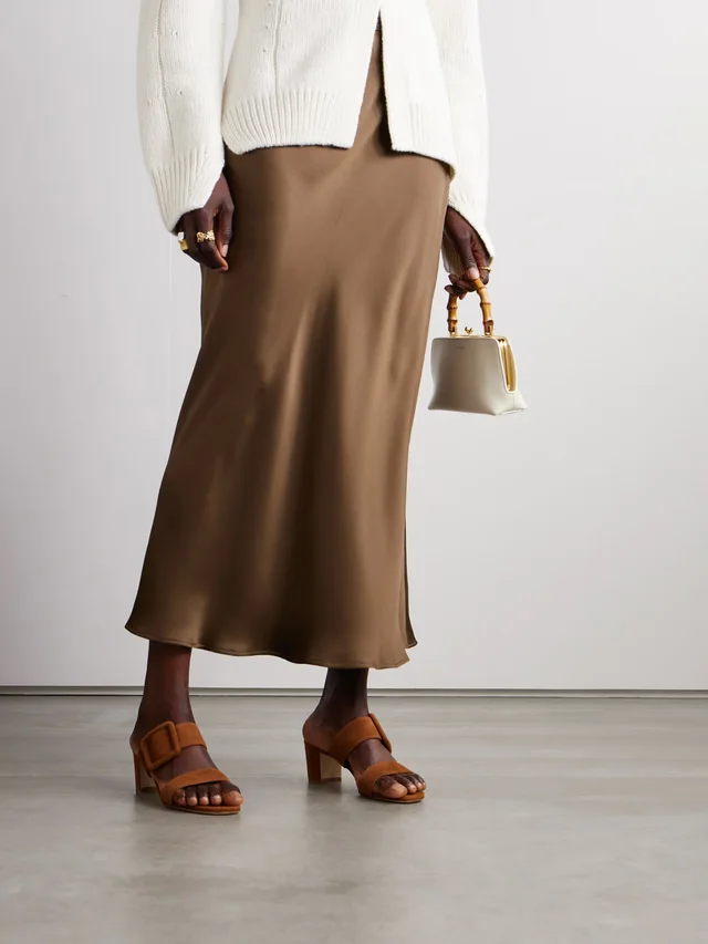 MANOLO BLAHNIK Titubanew 50 buckled suede sandals in Beige, photo 2 of 2 from NET-A-PORTER (Canada)