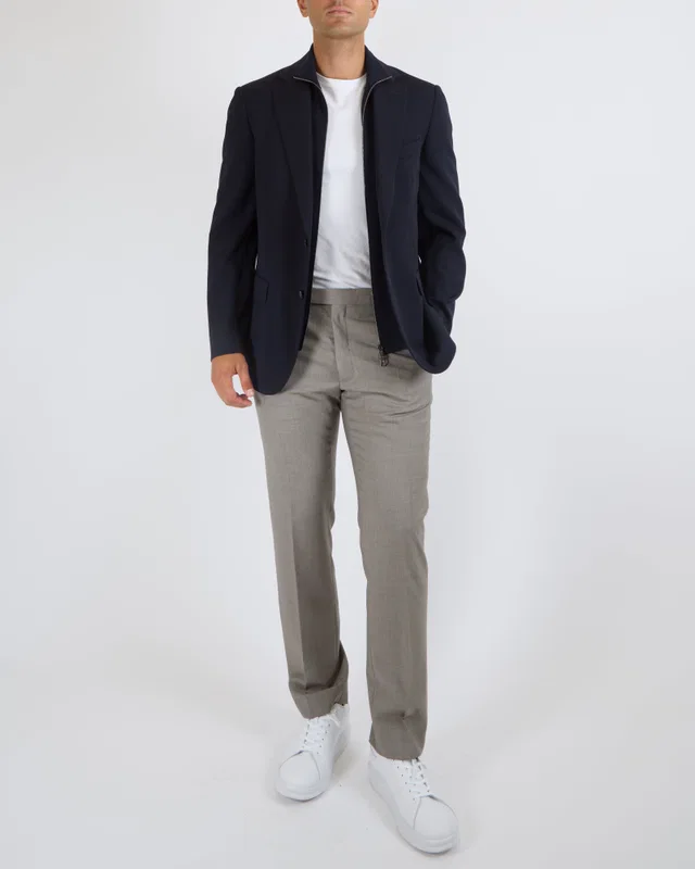 Loro Piana Menswear Navy Blue Wool Double Layered Blazer Jacket Size IT 52 (UK 42) in Navy Wool from Sellier