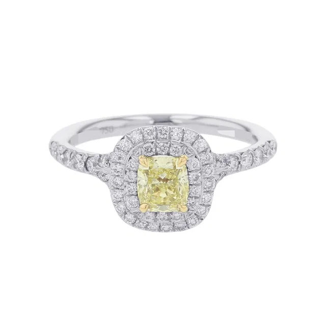 Tiffany & Co. Soleste Cushion Cut Yellow Diamond Ring Size Approximately No. 9 Pt950 K18YG in Yellow from GALLERY RARE