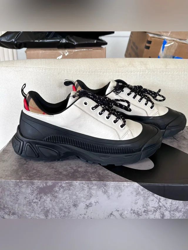 Burberry Arthur Vintage Check Sneakers Kids Size 33 Us 2 White Black Chunky Boys in black|white from Poshmark