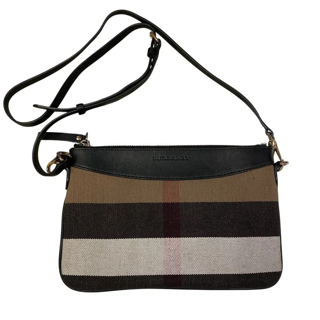Burberry Nova Check Canvas Leather Shoulder Bag in Canvas from LuxUness