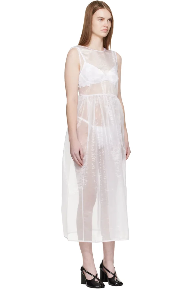 Cecilie Bahnsen White CBcamillia Midi Dress, photo 2 of 4 from SSENSE