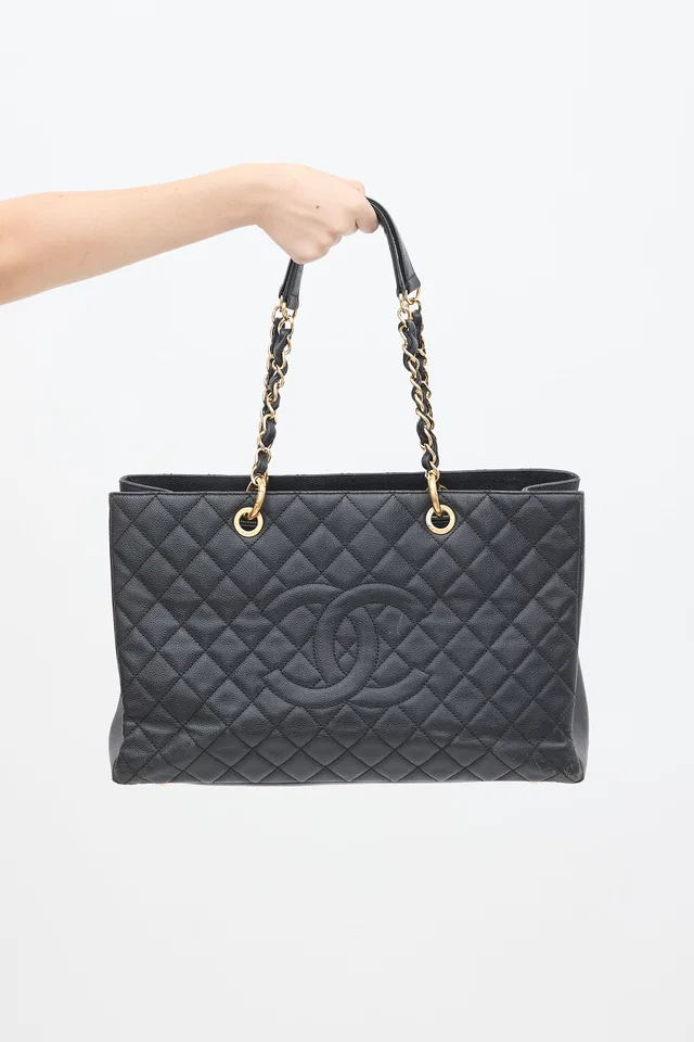 Chanel 2012 Black Caviar Grand Shopping Tote Bag in Black Caviar leather from VSP Consignment