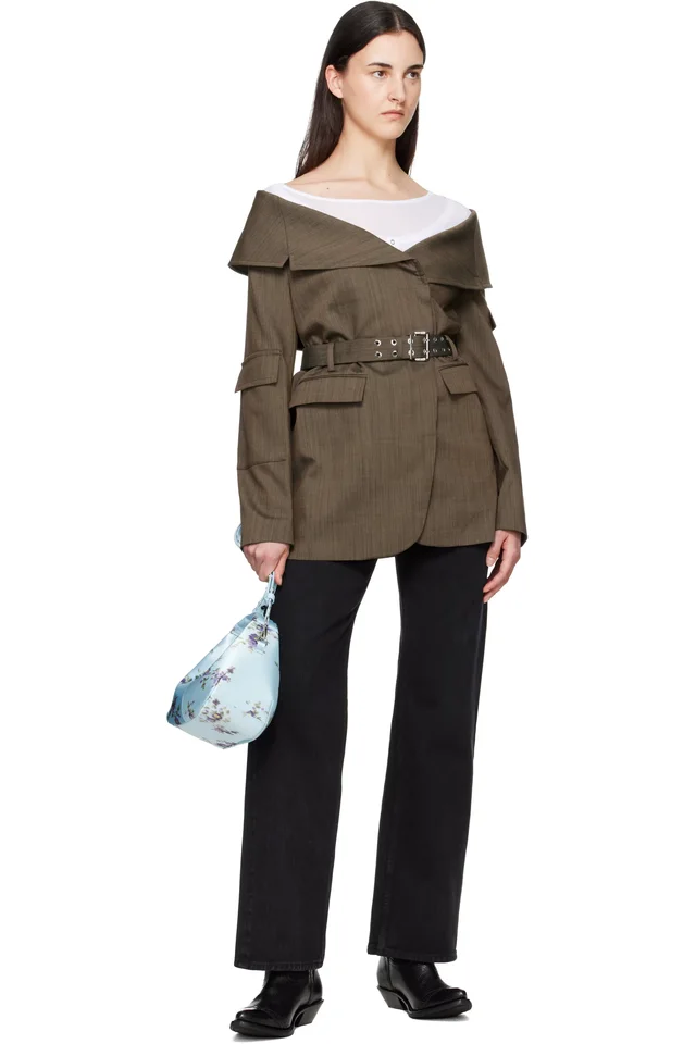 GANNI Brown Wool Blazer, photo 4 of 4 from SSENSE