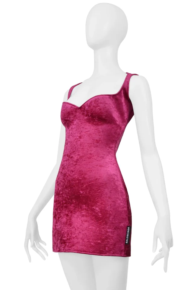 Balenciaga Pink Neoprene Velvet Mini Dress 2018 in Pink Velvet from Resurrection Vintage, photo 4 of 8