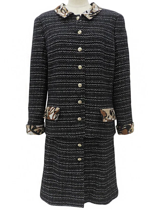 Chanel 2005 Tweed CC Mark Button Jacket Set-Up #40 Black/Multi-Color in Black Tweed from VINTAGE QOO TOKYO