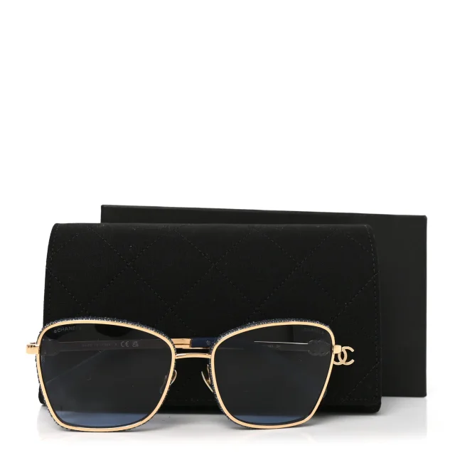 Chanel Metal Calfskin Denim Square Sunglasses 4289-Q Blue in Blue Calfskin from FASHIONPHILE, photo 7 of 7
