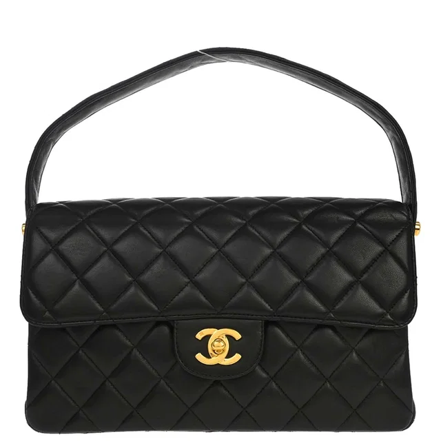 Chanel 1996-1997 Black Lambskin Double Sided Classic Flap Handbag in Black Lambskin from AMORE Vintage Tokyo