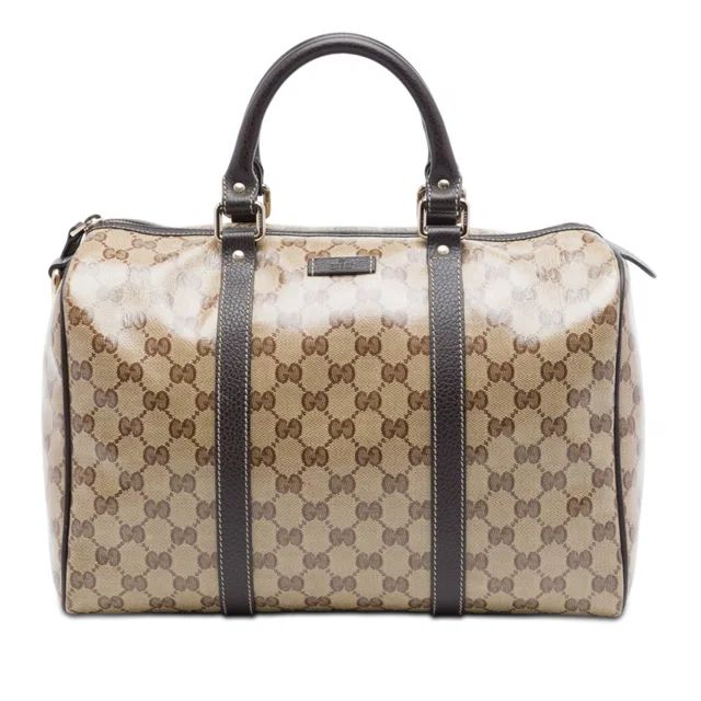 Beige Gucci Medium GG Crystal Joy Boston Bag in Beige Coated canvas from Designer Revival