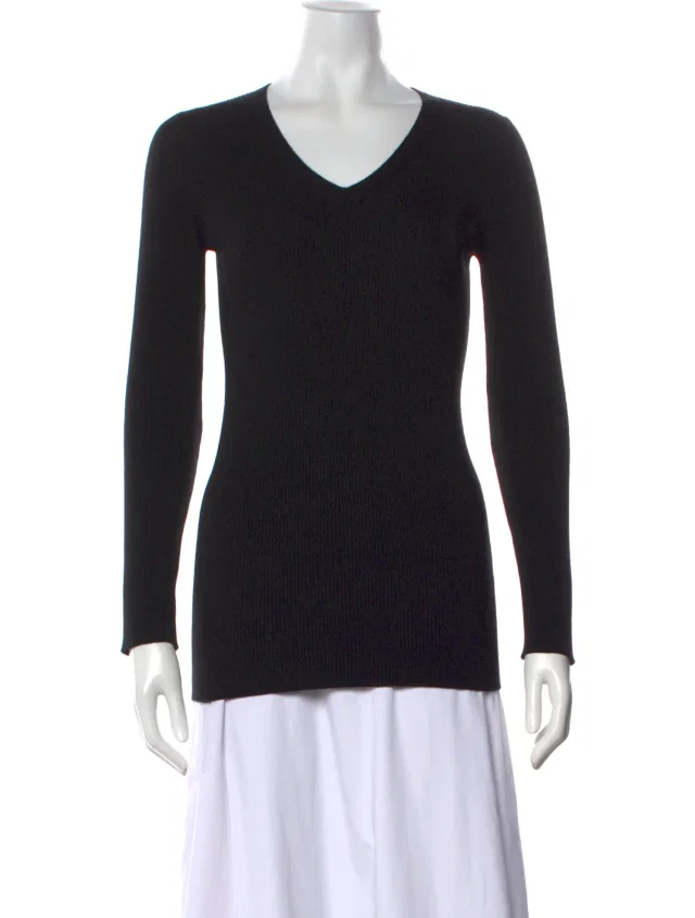 Alaïa V-Neck Sweater in black from The RealReal