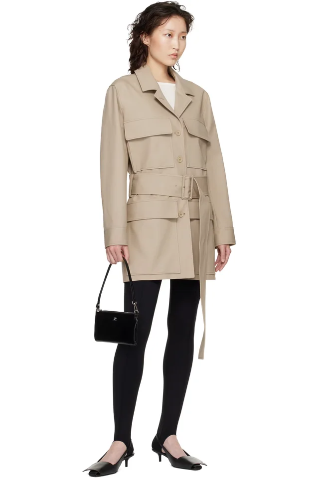 Courrèges Beige Utility Belted Coat, photo 4 of 4 from SSENSE