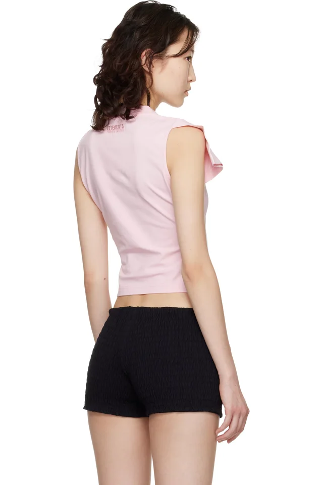 VETEMENTS Pink Biker Cross Logo Front Sleeve T-shirt, photo 3 of 4 from SSENSE