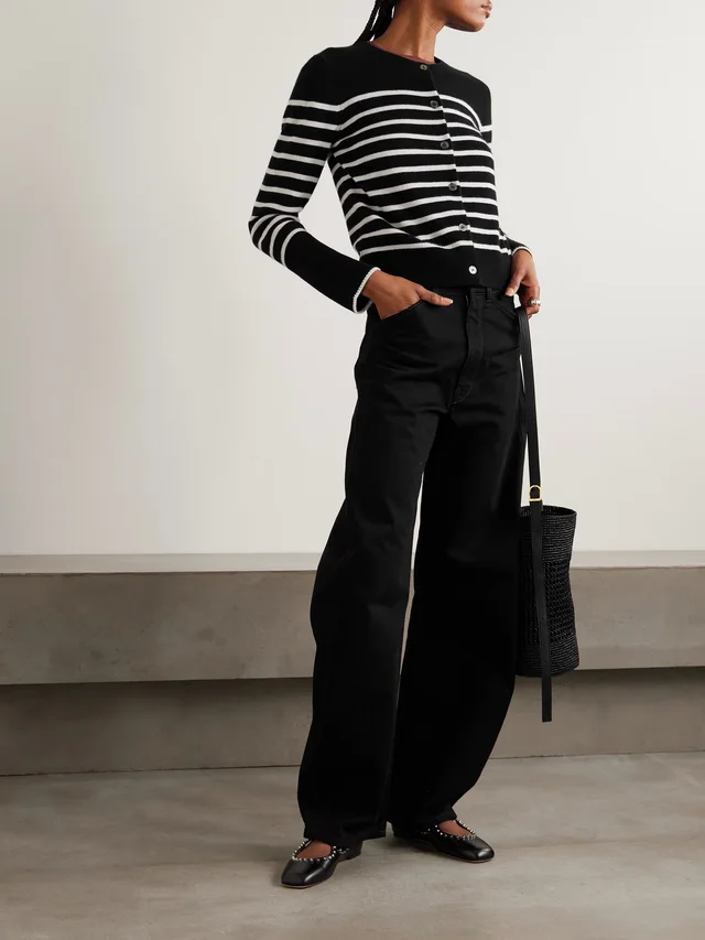 LA LIGNE Striped Lean Lines cashmere cardigan in Black, photo 2 of 2 from NET-A-PORTER (Canada)