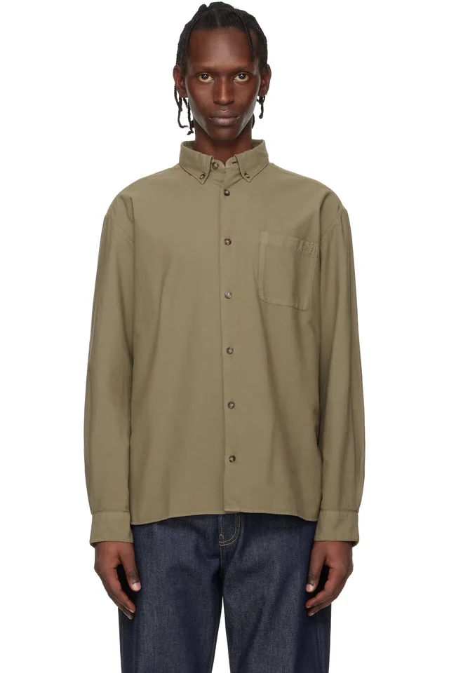 A.P.C. Khaki Mateo Logo Shirt, image 1 of 1 from SSENSE