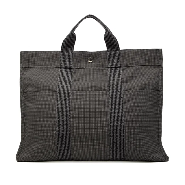 Gray Hermès Canvas Herline MM Tote Bag in Grey Canvas from Designer Revival