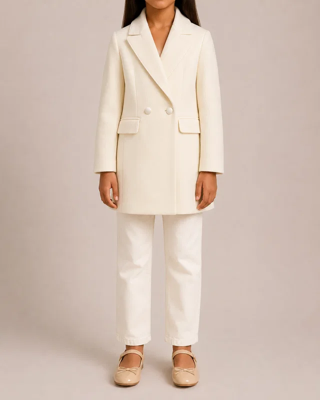 Dolce & Gabbana Kids Ivory Cady Double-Breasted Coat Size 8 years in White from Sellier