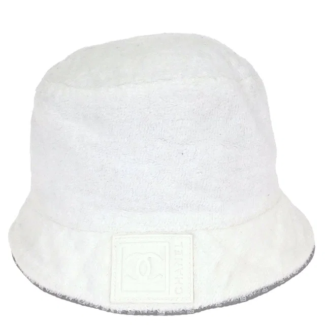 Chanel White Sport Line Bucket Hat #M Small Good in White from AMORE Vintage Tokyo