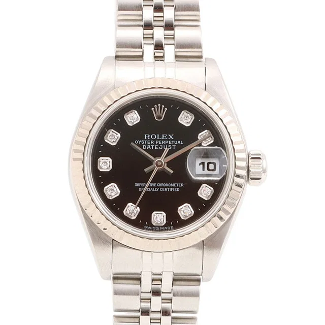Rolex 1998-1999 production, 10-point diamond Datejust, 26mm, 79174G, automatic, black in Black from VINTAGE QOO TOKYO