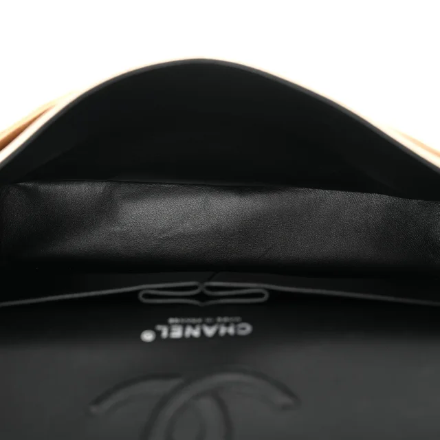 Chanel Metallic Lambskin Quilted Medium Double Flap Gold Black in Black Lambskin from FASHIONPHILE, photo 5 of 12