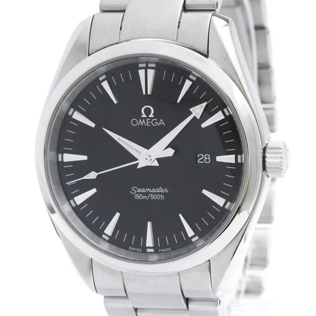 Omega Seamaster Aqua Terra Steel Quartz Mens Watch 2517.50 Polished in Black from Elady