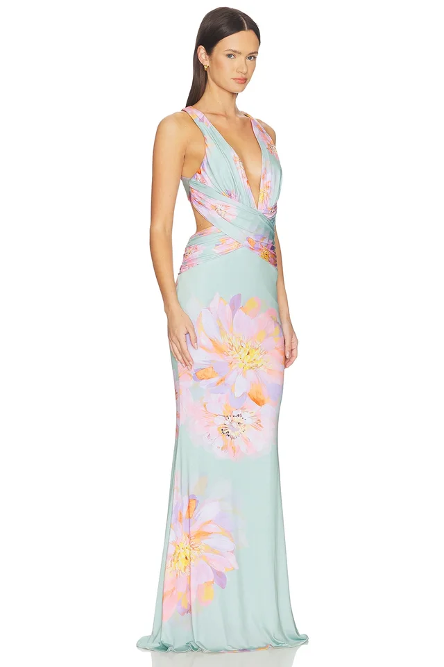 Katie May Secret Agent Gown in Sage Bloom, photo 2 of 3 from REVOLVE (Canada)