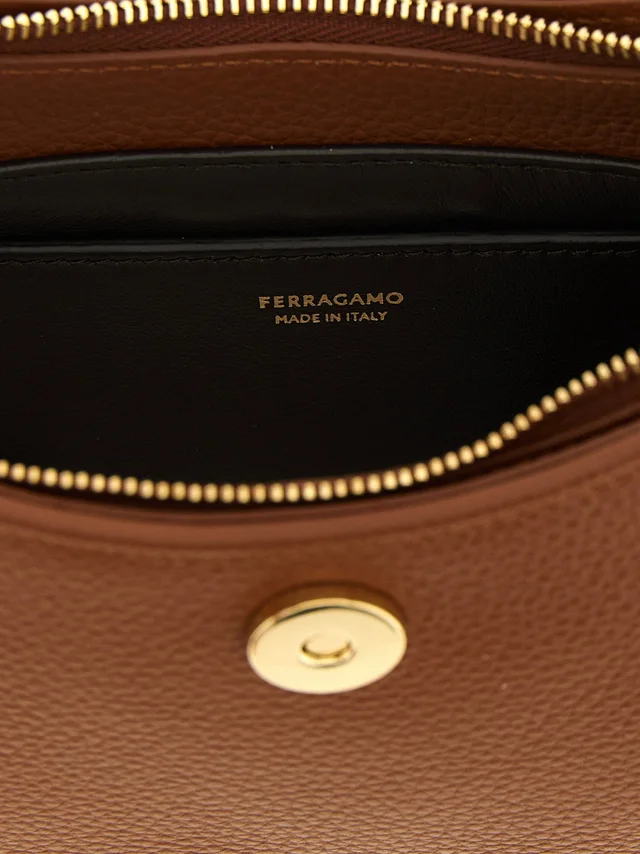 Ferragamo Gabry Shoulder Bag — Cognac Hammered Calf Leather in Brown Calfskin from HEWI, photo 2 of 2