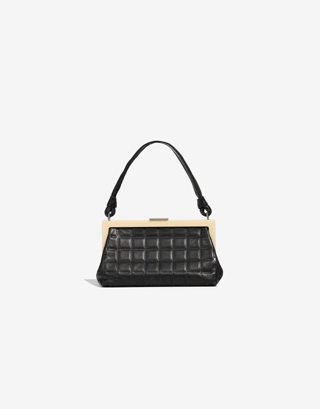 Chanel Chocolate Bar Clutch Lamb Black / Ivory in Black, Multicolour, White Lambskin from SACLÀB
