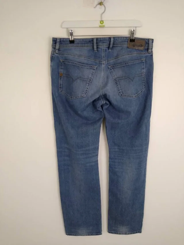 Diesel Straight Leg Stretch Jeans Blue Size: 34" in Blue Denim from Oxfam Online Shop