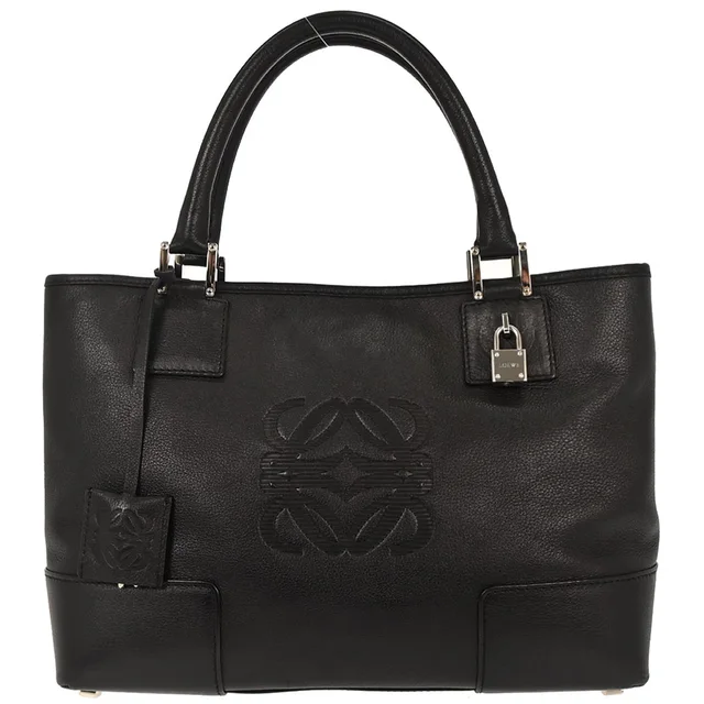 Loewe Black Leather Fusta Tote Handbag in Black Leather from AMORE Vintage Tokyo