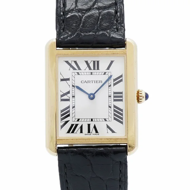 Cartier Tank Solo LM Silver Dial Watch in Silver Leather from The Reluxe