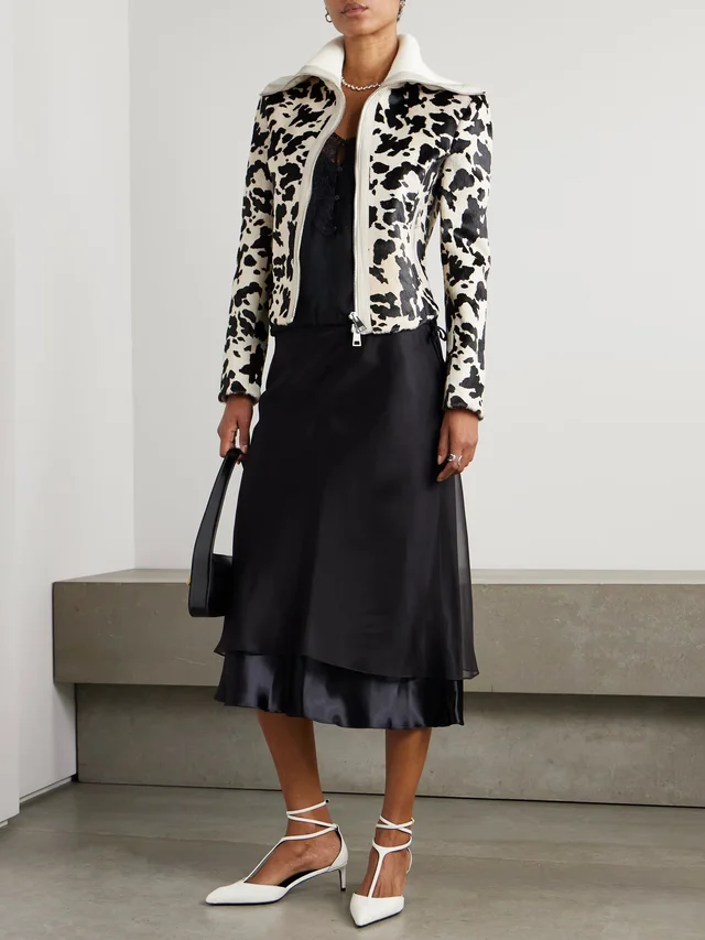 S.S.DALEY Ribbed cropped wool-trimmed animal-print goat hair jacket in White, photo 2 of 2 from NET-A-PORTER (Canada)