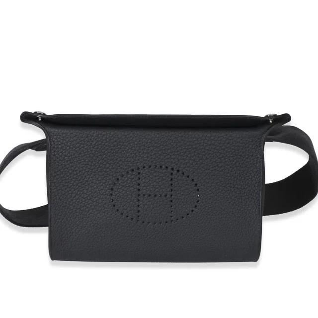 Hermès Caban Togo Videpoches Bag Phw Black; Blue Leather Handbag in Black Togo leather from HEWI