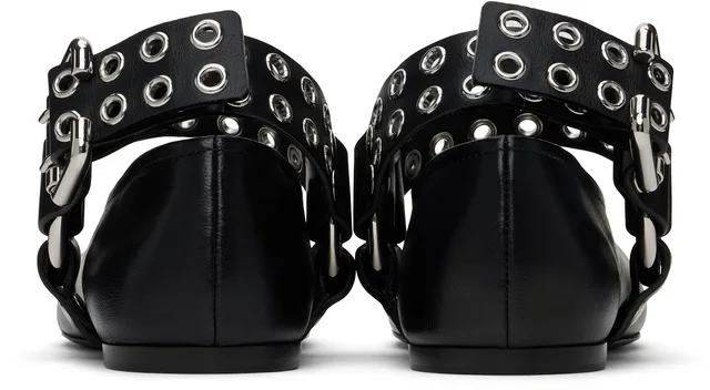 ALAÏA Black Biker Ballerina Flats, photo 2 of 6 from SSENSE