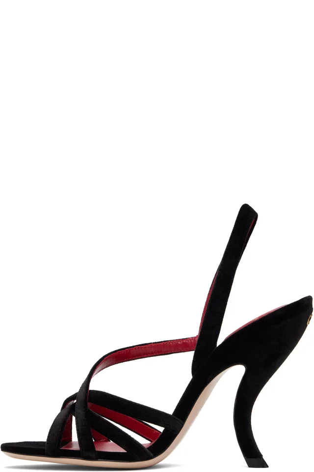 Valentino Garavani Black Fetishique Heeled Sandals, photo 3 of 4 from SSENSE
