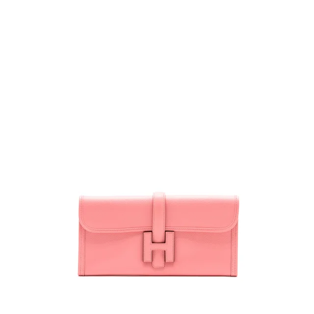 Hermès Jige 29 Clutch Epsom Rose Confetti Stamp Square R in Pink Epsom leather from EMIER