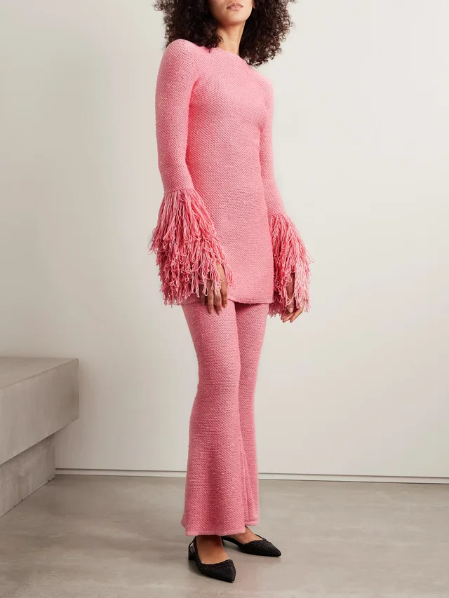 GABRIELA HEARST Liam fringed cashmere and silk-blend mini dress in Pink, photo 2 of 2 from NET-A-PORTER (Canada)