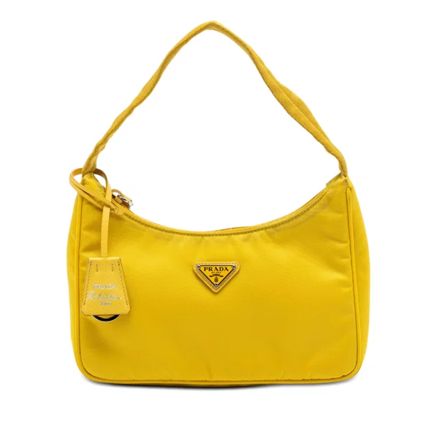 Yellow Prada Mini Tessuto Re Edition 2000 Shoulder Bag in Yellow Nylon from Designer Revival