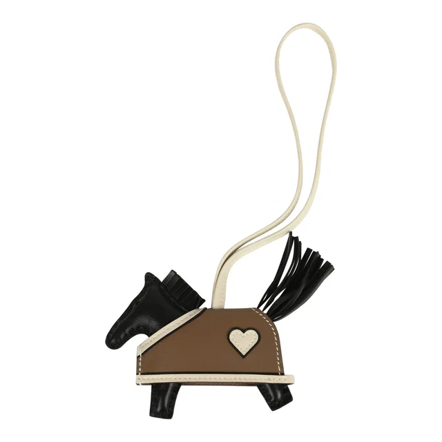 Hermès Rodeo Robeo Coeur Charm PM Black, Craie, Etoupe Milo Lambskin in Black Lambskin from Madison Avenue Couture