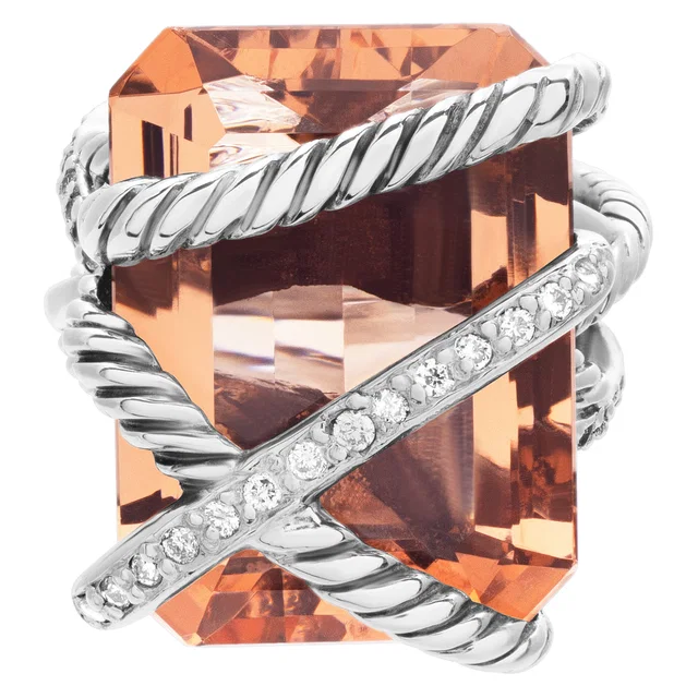 David Yurman wrap ring with morganite and diamond accents in Sterling Silver from Gray And Sons