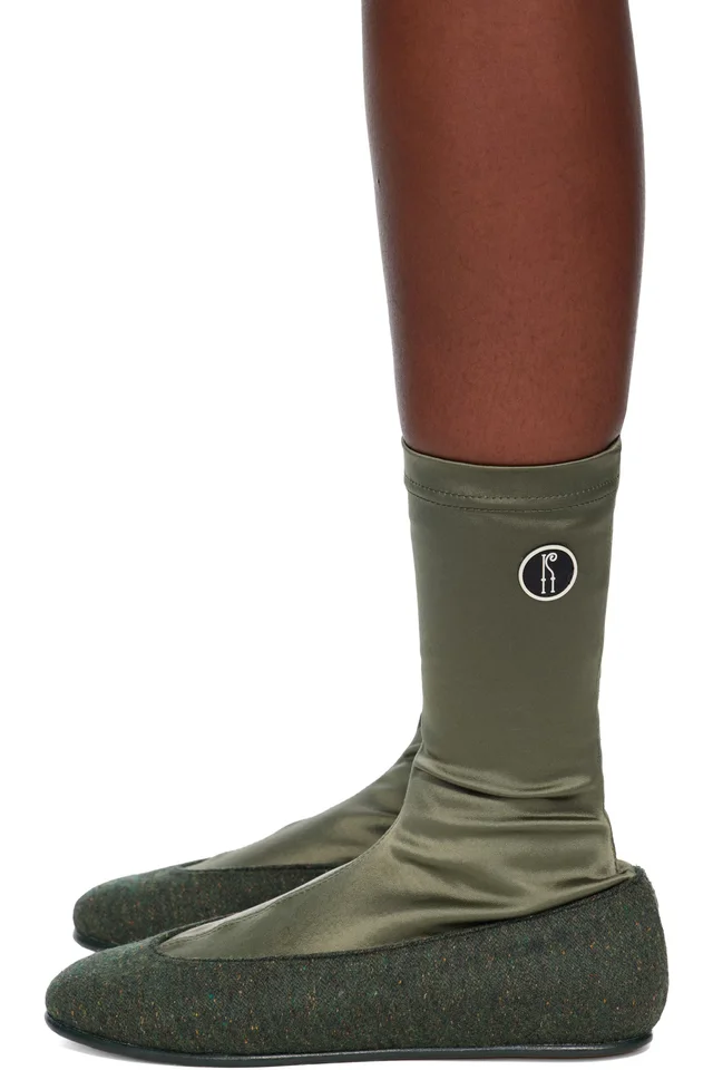 Kiko Kostadinov Khaki Proxima Low Ballerina Boots, photo 3 of 5 from SSENSE