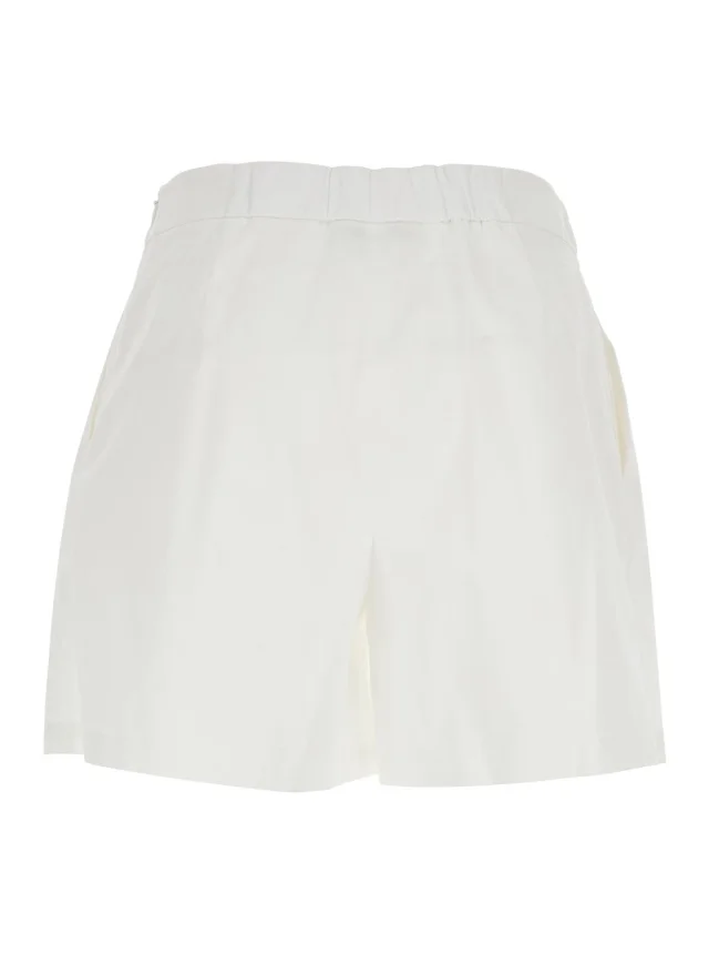LEPLAIN White Women's Shorts with Semi-Elasticated Waist and Side Closure in Cotton Blend in White 66% Cotton 30% Nylon 4% Elastane, photo 3 of 6 from Gaudenzi Boutique