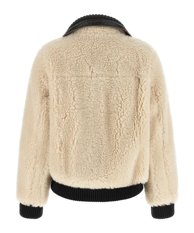 Sacai Cropped Shearling-Effect Jacket, photo 2 of 5 from SENSER