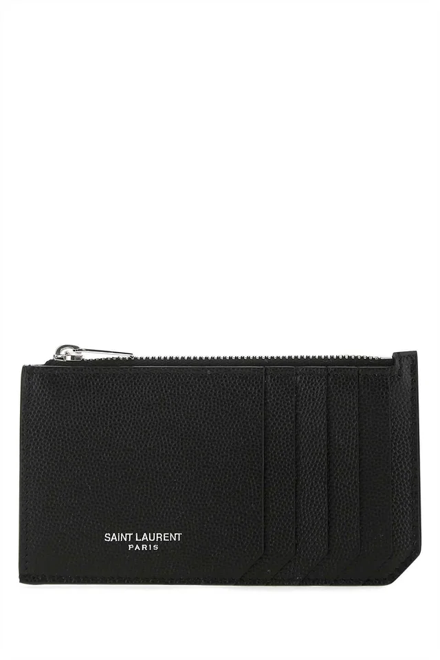 Saint Laurent Pebbled Calfskin Wallet — Black in Black Calfskin from HEWI